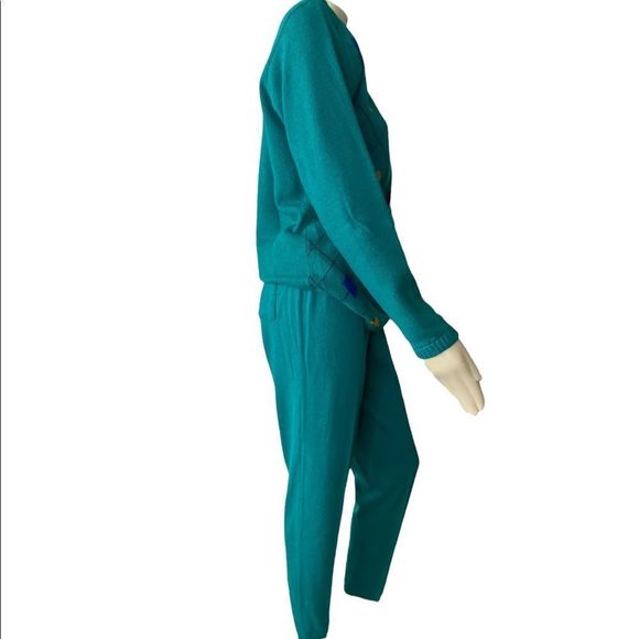 Liz Claiborne Women's Argyle Pullover Sweater & Pull-On Sweatpants Blue Medium - Picture 4 of 12